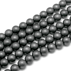Bereift unmagnetische synthetischen Hämatit runde Perle Stränge, Klasse AA, 8 mm, Bohrung: 0.8 mm, ca. 50 Stk. / Strang, 16 Zoll