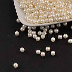 Abalorios de acrílico de la perla de imitación, ningún agujero, redondo, crema, 8mm, aproximamente 2000 unidades / bolsa