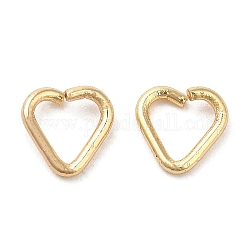 Anillos de unión abiertos de latón, anillos del corazón, real 18k chapado en oro, 24 calibre, 5x5x0.5mm, diámetro interior: 3x3.5 mm