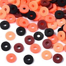 Manuell Polymer Ton Perlen, heishi Perlen, für DIY Schmuck Bastelbedarf, Disc / Flachrund, Licht Lachs, 6x1 mm, Bohrung: 2 mm, ca. 26000 Stk. / 1000 g