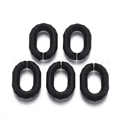 Spray Painted CCB Plastic Linking Rings, Quick Link Connectors, For Jewelry Cable Chains Making, Oval, Faceted, Black, 26x18x5.5mm, Inner Diameter: 8x15mm