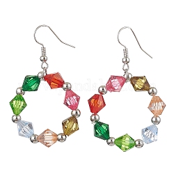 Boucles d'oreilles pendantes en perles acryliques colorées, boucles d'oreilles longues en fer, platine, 52~54x30mm