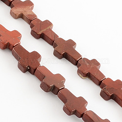 Natural Red Jasper Beads Strands, Cross, Dark Red, 16~17x12~13x4~6mm, Hole: 1mm, about 25pcs/strand, 16.1inch