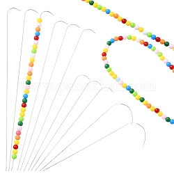 11 Stück 4 Stile 304 gebogene Perlennadeln aus Edelstahl, Schmuck Werkzeuge, Edelstahl Farbe, 10~18.8x1.2~2.4x0.02~0.07 cm