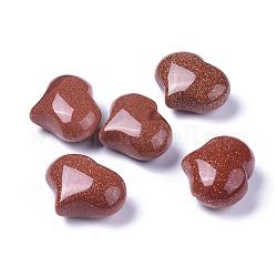 Perline Goldstone sintetici, Senza Buco / undrilled, cuore, 20x25x11~13mm
