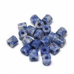 Perles de jaspe tache bleue naturelle, colonne, 9x9mm, Trou: 3.5mm
