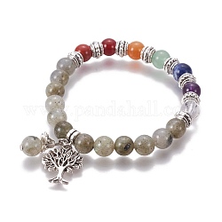 Bijoux chakra, bracelets de labradorite naturelle, avec pendentifs en métal, 50mm