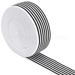 Benecreat cavo / fascia in gomma elastica piatta, accessori per cucire indumenti per tessitura, bianco e nero, 40mm