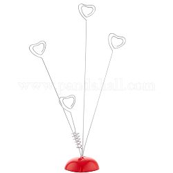 Resin Heart Base Memo Photo Holders, 4-Branch Metal Spiral Heart Card Holder, Red, 46.5x52x250mm