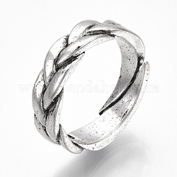 調節可能なチベットスタイルの合金フィンガー指輪  アンティークシルバー  サイズ6  内径：17mm