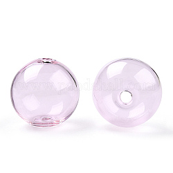 Sfere di globo di vetro borosilicato ad alto soffio trasparente, tondo, per perline di vetro ciondolo bottiglia dei desideri fai da te, roso, 18x17mm, Foro: 2 mm