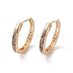 Orecchini a cerchio in zirconi colorati con micro pavè di zirconi colorati, anelli, oro chiaro, 26.5x27x4mm