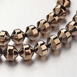 Chapelets de perles en hématite synthétique sans magnétique, Toupie, antique bronze plaqué, 6x6mm, Trou: 1mm, Environ 61 pcs/chapelet, 15.7 pouce