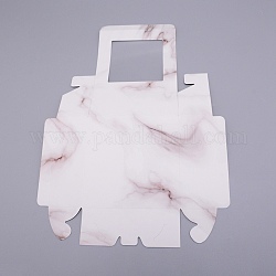 Мраморный узор, бумага, картон, шкатулки для драгоценностей, с окном пвх, квадратный, белые, коробка: 12x12x4.5 см