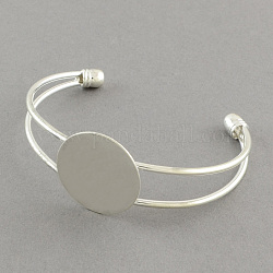 Brass Cuff Bangle Making, Bangle Blanks, Silver Color Plated, 63mm, flat round: 25mm