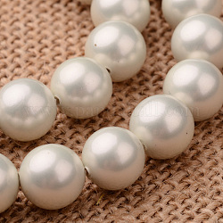 Chapelets de perles de rocaille polie de grade A, beige, 8mm, Trou: 1mm, Environ 49 pcs/chapelet, 16 pouce