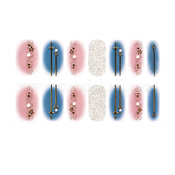Полное покрытие ногтей омбре, блестящие пудровые цветные уличные полоски для ногтей, самоклеящийся, для украшения ногтей, красочный, 24x8 мм, 14шт / лист