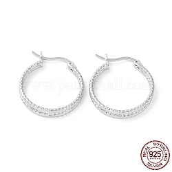 925 orecchini a cerchio in argento sterling rodiato, anelli a doppio strato, con timbro s925, Vero platino placcato, 25x3x20.5mm