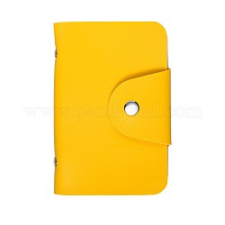 20 Slots Imitation Leather Rectangle DIY Nail Art Image Plate Storage Bags, Stamping Template Card Holder, with Snap Buttons, Yellow, 150x100x15mm