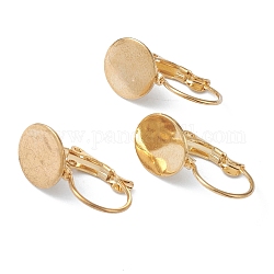 304 Stainless Steel Leverback Earring Findings, with Flat Round Setting for Cabochon, Real 18k Gold Plated, 20.5x10x11mm, Pin: 0.8mm