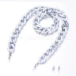 Eyeglasses Chains, Neck Strap for Eyeglasses, with Acrylic Curb Chains, 304 Stainless Steel Lobster Claw Clasps and  Rubber Loop Ends, WhiteSmoke, 30.7 inch(78cm)