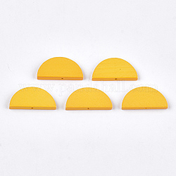 Painted Natural Wood Beads, Semicircle, Gold, 15x30x4mm, Hole: 1.5mm