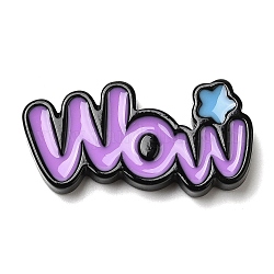 Непрозрачные кабошоны из смолы, слово wow, средне фиолетовый, 23x41.5x5.5 мм