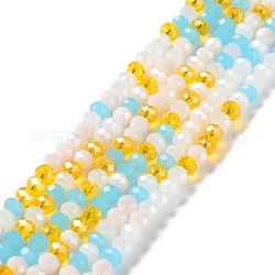 Chapelets de perles en verre, facette, rondelle, Aqua, 6x5mm, Trou: 1mm, Environ 85~88 pcs/chapelet, 16.1~16.5 pouce (41~42 cm)