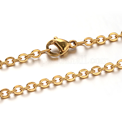 304 Edelstahl rolo Kette Halsketten, mit Karabiner verschlüsse, golden, 19.6 Zoll (50 cm), 2 mm