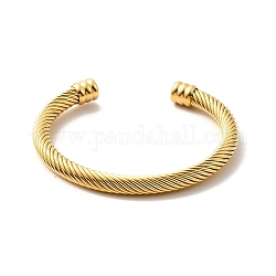 Placage ionique (ip) 304 bracelet de manchette ouvert en corde torsadée en acier inoxydable, bracelet torque pour femme, or, diamètre intérieur: 2-1/4 pouce (5.7 cm)