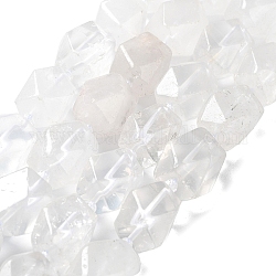 Natural Quartz Crystal Beads Strands, Rock Crystal Beads, with Seed Beads, Faceted, Rhombus, 17~21x13~16x12~15mm, Hole: 1.2~1.4mm, about 18~19pcs/strand, 15.35~15.79 inch(39~40.1cm)