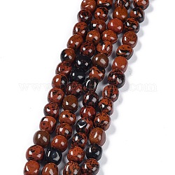 Mogano naturale perle di ossidiana fili, pepite di pietra burattata, 6.5~15x7~14x7~14mm, Foro: 1~1.4 mm, circa 32~33pcs/filo, 15.16~ 15.75 pollice (38.5~40 cm)