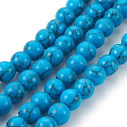 Kunsttürkisfarbenen Perlen Stränge, Runde, 10 mm, Bohrung: 1 mm, ca. 40 Stk. / Strang, 15.3 Zoll (39 cm)