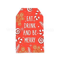 Etichette regalo in carta, tag hange, per arti e mestieri, per Natale, con la parola mangia da bere e sii allegro, colorato, 50x30x0.3mm, Foro: 5 mm