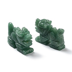 Figurines de dragon de guérison sculptées en aventurine verte naturelle, Décorations d'affichage en pierre d'énergie reiki, 52~55x18x37.5mm