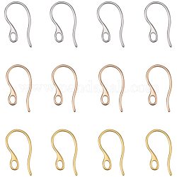 PandaHall Elite about 45 pcs 3 Colors 304 Stainless Steel Earring Hooks Ear Wire with Loop for DIY Earring Jewelry Craft Making