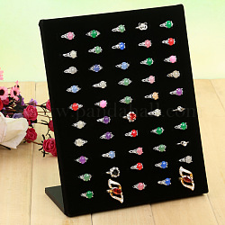 Velvet Finger Ring Display Stands, Jewelry Display Rack, L-Shaped, Rectangle, Black, 20.3x9.7x25.3cm