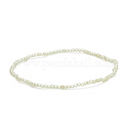 Bracelet extensible en perles de péridot naturel, bijoux en pierres précieuses pour femmes, large: 2 mm, diamètre intérieur: 2-1/4 pouce (5.7 cm)