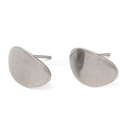 Accessoires de puces d'oreilles en 304 acier inoxydable, avec boucle verticale, torsion ovale  , couleur inoxydable, 15x10mm, Trou: 1.8mm