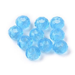 Transparente Glasperlen, facettierte Rondelle, Deep-Sky-blau, 8x5 mm, Bohrung: 3 mm