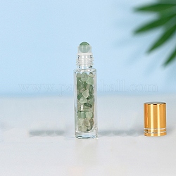 Botellas de bolas de rodillo de aventurina verde natural, con cubierta de plástico, botella de vidrio vacía de aceite esencial de aromaterapia spa, 2x8.5 cm, capacidad: 10ml (0.34fl. oz)