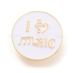 音楽テーマのエナメルピン  女性用ライトゴールド合金バッジ  ビニールレコード  22.5x1.5mm