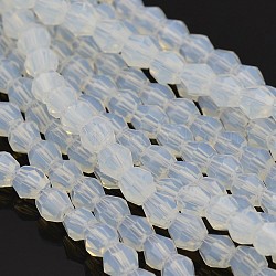 Facettierte Bicone Opal Perlen Stränge, Geist weiß, 4x4 mm, Bohrung: 1 mm, ca. 92~96 Stk. / Strang, 13.78~14.37 Zoll