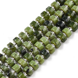 Brins de perles de jade canadien naturel, avec des perles de rocaille, perles heishie, Plat rond / disque, 6~6.5x3~3.5mm, Trou: 1mm, Environ 35~42 pcs/chapelet, 7.09 pouce ~ 7.68 pouces (18~19.5 cm)