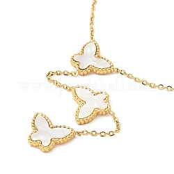 Halskette mit Schmetterlingsanhängern aus synthetischer Muschel, Ionenplattieren (IP) 304 Edelstahlschmuck für Frauen, golden, 16.14 Zoll (41 cm)