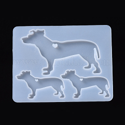 Hundeanhänger Silikonformen, Gießformen aus Harz, für UV-Harz, Epoxidharz Schmuckherstellung, weiß, 83x107x5.5 mm, Hund: 48.5x80.5 mm und 29.5x50.5 mm