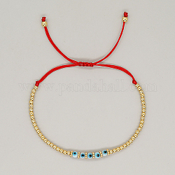 Braccialetti di perline intrecciate a lume regolabili con malocchio, oro, 11 pollice (28 cm)