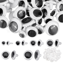 PandaHall Elite 40 sets 4 style Plastic Doll Wiggle Googly Eyes, Craft Safety Eyes, for Crafts, Crochet Toy and Stuffed Animals, Half Round, White, 13~15x10~23mm, Pin: 3~6mm, Gasket: 8.5~21x1.5~3.5mm, Hole: 2.8~6mm, 2pcs/set, 10 sets/style