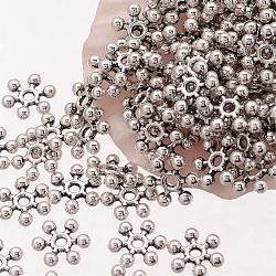 Flocon de neige séparateurs perles d'argent tibet, sans plomb et sans cadmium, argent antique, environ 7.5 mm de large, Longueur 2mm, Trou: 1mm