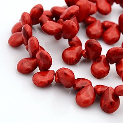 Abalorios de turquesas sintéticas hebras, teñido, lágrima, vendido por kg, rojo, 14x10x6mm, agujero: 1 mm, aproximamente 71 pcs / cadena, 15.7 pulgada
